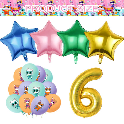 Superkittie Birthday Party Decoration Tableware Tablecloth Plate Cup Napkin Balloon Cake Decor superkitties Party Favors Supply