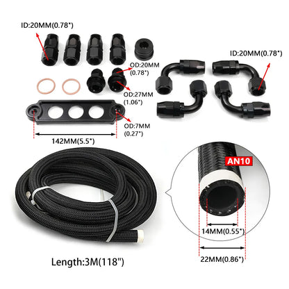 2L Aluminum Oil Catch Can Breather Tank With 3M AN10 Fuel Hoses + Fitting Battery Tie Down For Honda Civic Integra EK EG DC