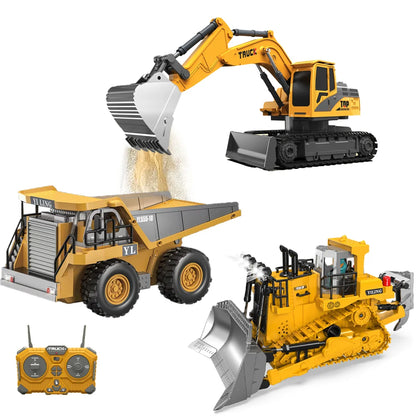 RC Excavator Dump Truck Bulldozer Diecast Construction Vehicle Alloy Remote Control Engineering Car Toy for Children Boys