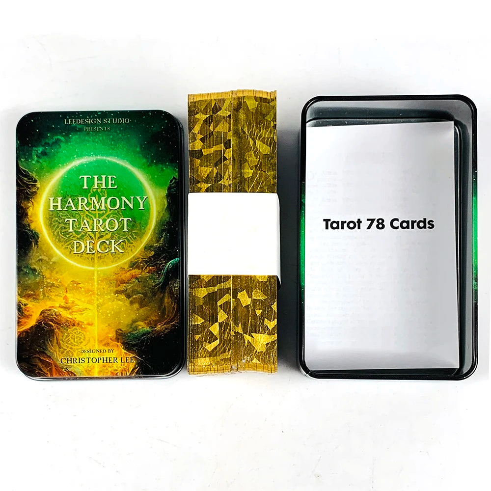 Harmony Tarot In A Tin With Gilded Edges 78 Pcs Cards Tarot Deck With Guidebook For Beginners, High-Quality Divination Cardstock
