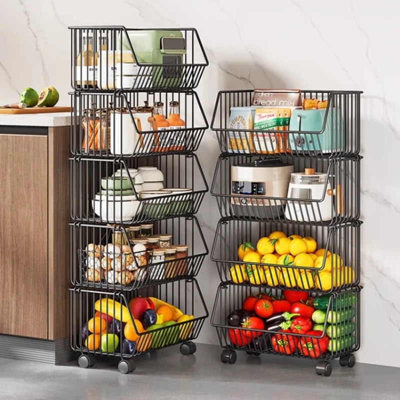 주방수납 Rolling Storage Cart Multipurpose Rustproof Modern Storage Cart Kitchen Multi-layer Trolley with Wheel Kitchen Furniture