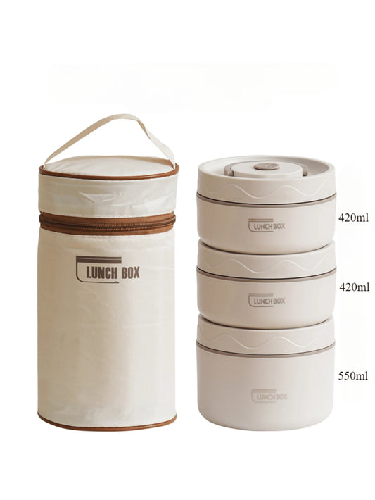 3pcs Microwave Portable Insulated Food Container Lunch Box Stainless Steel Bento Box Insulated Leak Proof Hot Lunch Bag Set