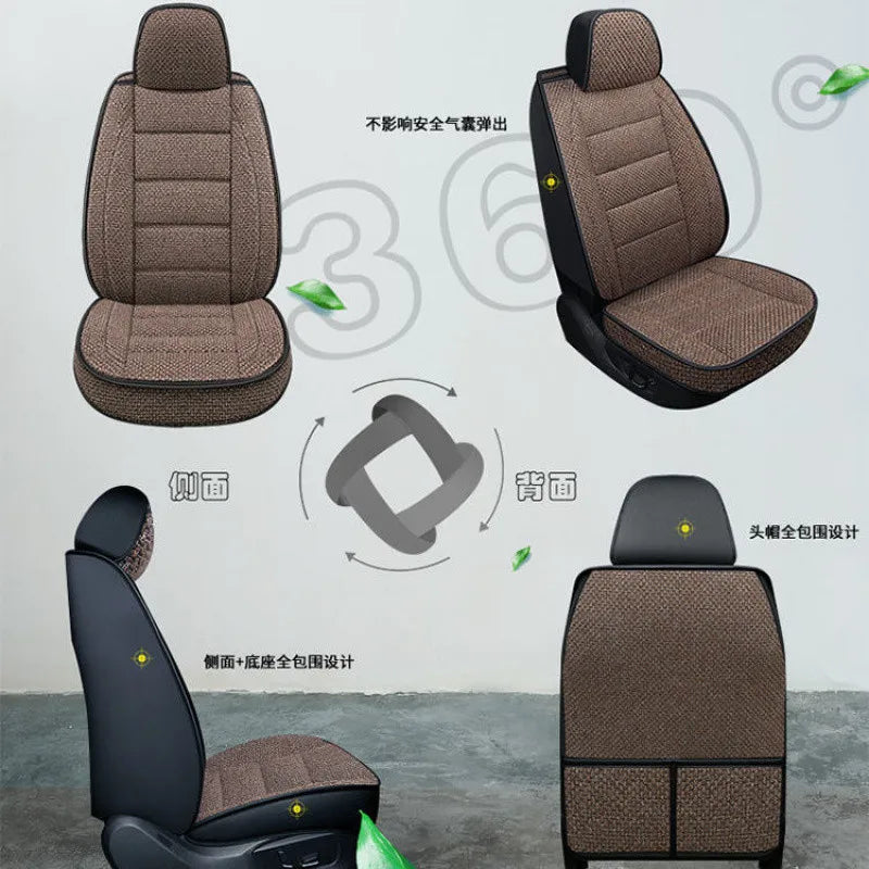Universal Linen Car Seat Full Cover Breathable Comfortable Flax Sedan SUV Seat Cushion Car Seats Full Cover Protection