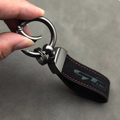 2023 Suede Leather Men Key Chain Rings Luxury Women Car Keychain GT Line Keychain Keyring Accessories