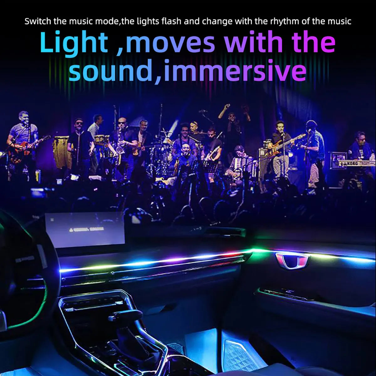 6/10 in 1 Car Led Ambient Lights RGB Symphony Auto Interior Strip Lights Remote/APP Control Decorative Atmosphere Lamp