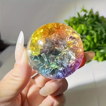 Colourful Ice Crack Crystal Ball - Glass Magic Sphere with Cracked Ice for Home & Office Decor Tabletop Fortune Telling Ornament
