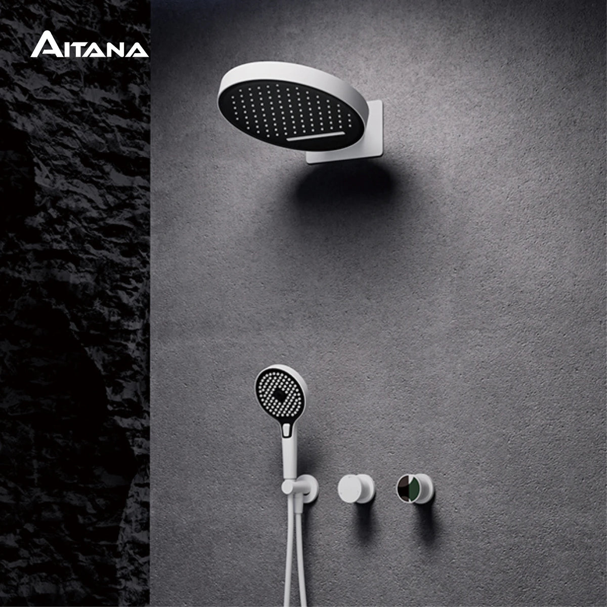 AITANA luxury brass gun gray wall mounted cold and hot water shower system simple design embedded bathroom faucet