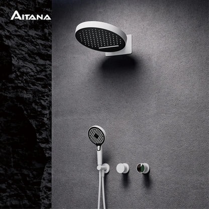 AITANA luxury brass gun gray wall mounted cold and hot water shower system simple design embedded bathroom faucet