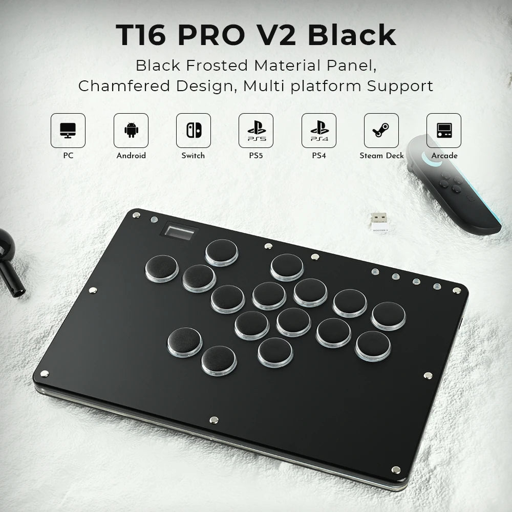 Haute42 T16 Black Stickless Hitbox Controller Leverless Arcade Fightstick For PC/PS4/PS5/Switch Fighting Game Hitbox Leverless