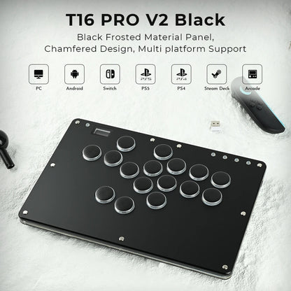 Haute42 T16 Black Stickless Hitbox Controller Leverless Arcade Fightstick For PC/PS4/PS5/Switch Fighting Game Hitbox Leverless