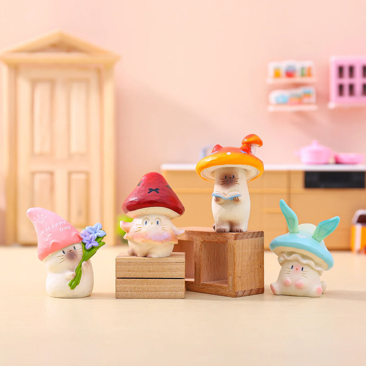 Cat Pai Fantasy Mushroom Series Blind Box Fun In-Vehicle Decoration Resin Toy Home Cute Ornament Mystery Box Surprise Fun Gifts