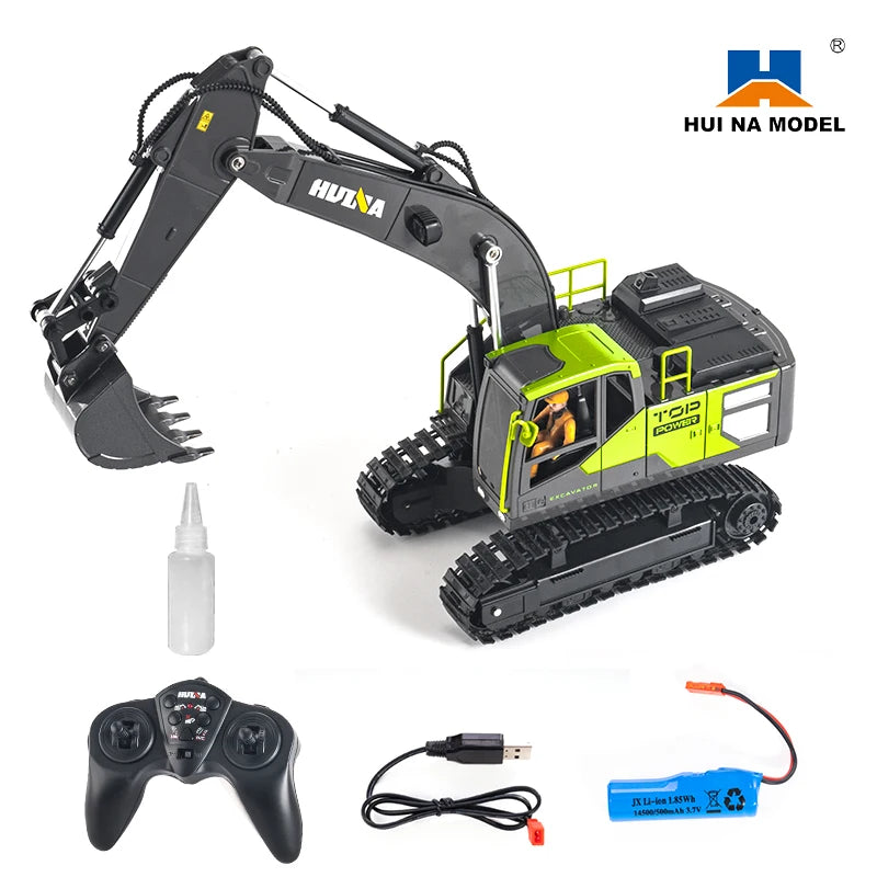 Huina 1661 339D 13-channel R/C Excavator 1/18 Remote Controlled Car Alloy Bucket Digging Smoking Truck Vehicles Model For Gifts