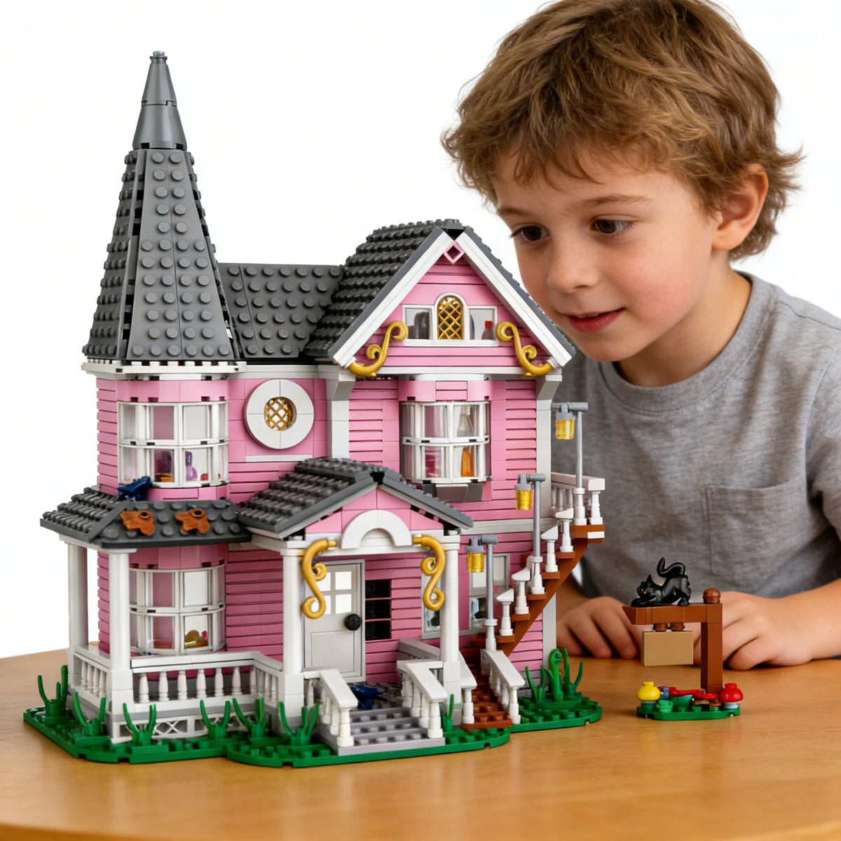 Coraline‘s Iconic Pink Palace Building Blocks Set,Fantasy Haunted House Model for Display,Unique Collector’s Gift for Movie Fans