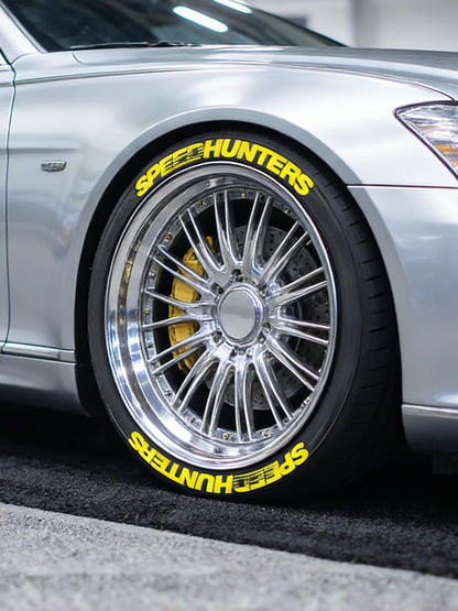 Yellow SPEEDHUNTERS 3D Tire Letter Sticker Car Auto Wheel Decor Decals Water Proof Trendy Vehicle Wheel Styling No Glue Required