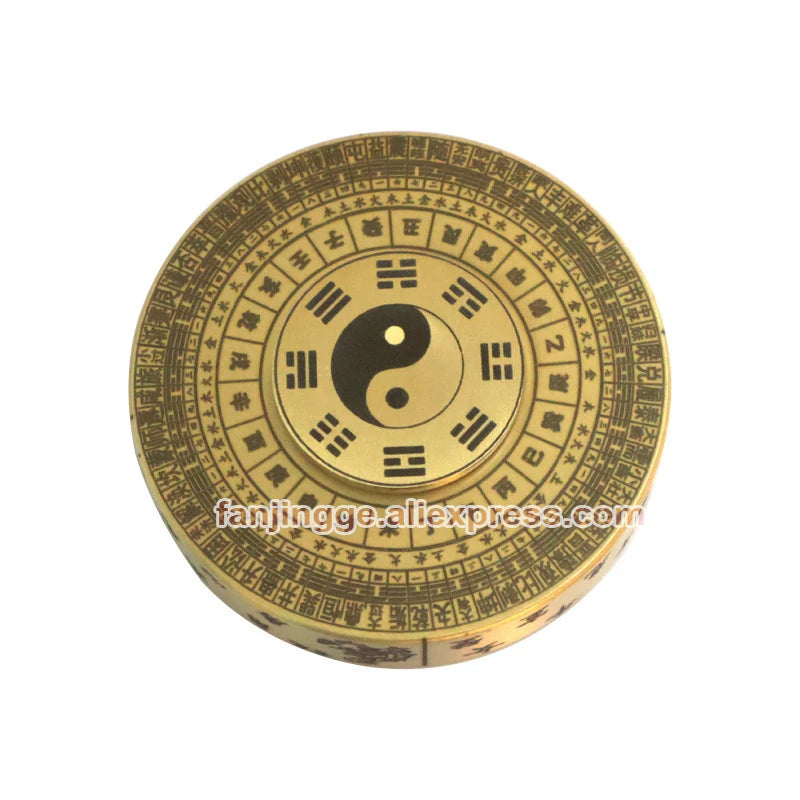 Feng Shui Brass Compass Mini PortableTai Chi Bagua Luo Pan Four Divine Beasts Zodiac 360 degree rotation Unzip Toy Gyroscop