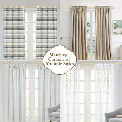 1-Diameter Adjustable Gold Metal Curtain Rod, Extending from 18 to 120 Inches. Sturdy with Modern End Cap Finials. Easy Install