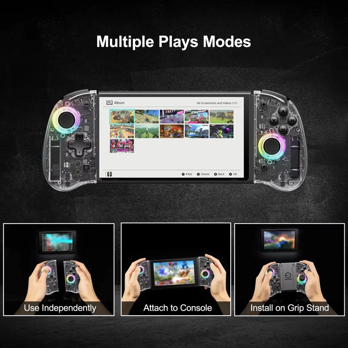 LinYuvo Meteor Light Wireless Controller KS37B  for Switch/OLED with Programmable/Motion Control/Dual Vibration/Turbo Function