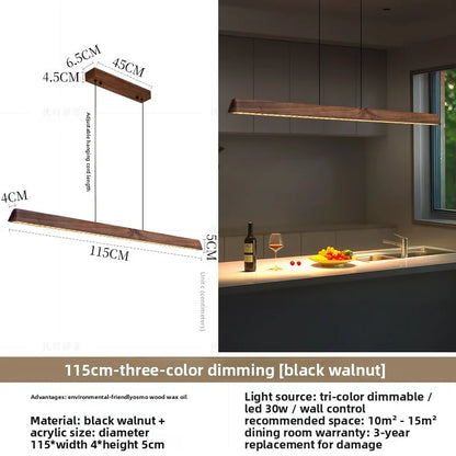 2026 New Restaurant Chandelier Made Of Solid Wood For Eye Protection Minimalist Office Tea Room Long Straight Table Hanging Lamp