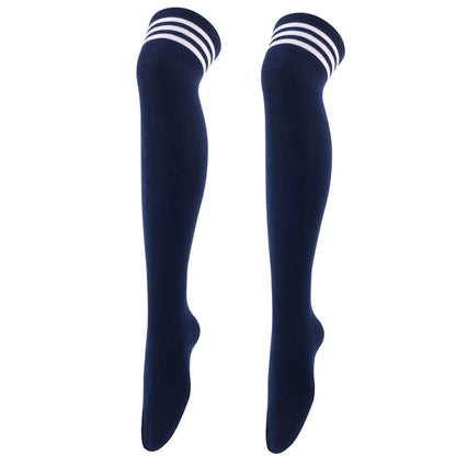 Women Jk Stockings Halloween Party Cosplay Socks Over Knee Thigh Socks Warm Stocking Women Boot Sock Triple Stripe Long Socks