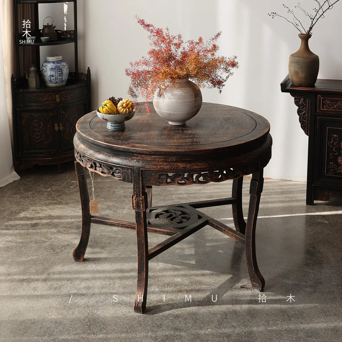 Hot sales Solid wood Chinese antique old dining table and chair combination tea round table Ming and Qing classical