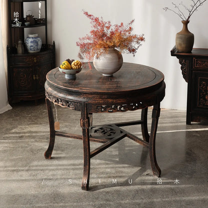 Hot sales Solid wood Chinese antique old dining table and chair combination tea round table Ming and Qing classical