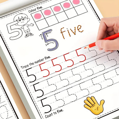 32 Pages, Children's Digital Writing Practice Book, Writing Aids, Improve Writing Skills, Number Recognition 0-30, Fun Coloring Practice Book, Early Education Pen Control Training Workbook