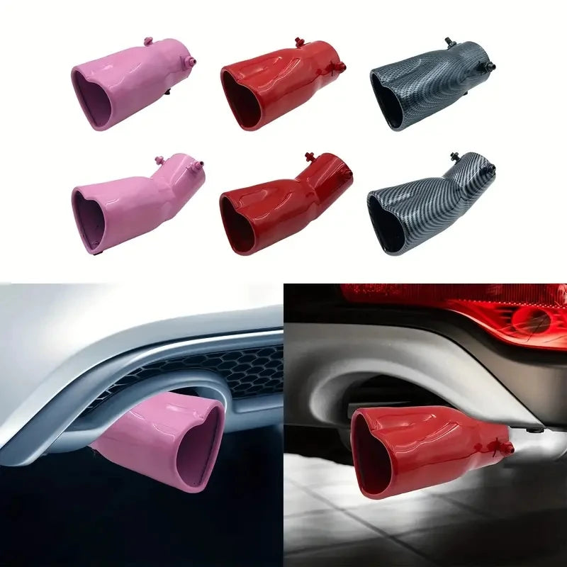 2.5-inch car heart-shaped style single outlet exhaust pipe stainless steel rear exhaust head muffler tailpipe exhaust pipe