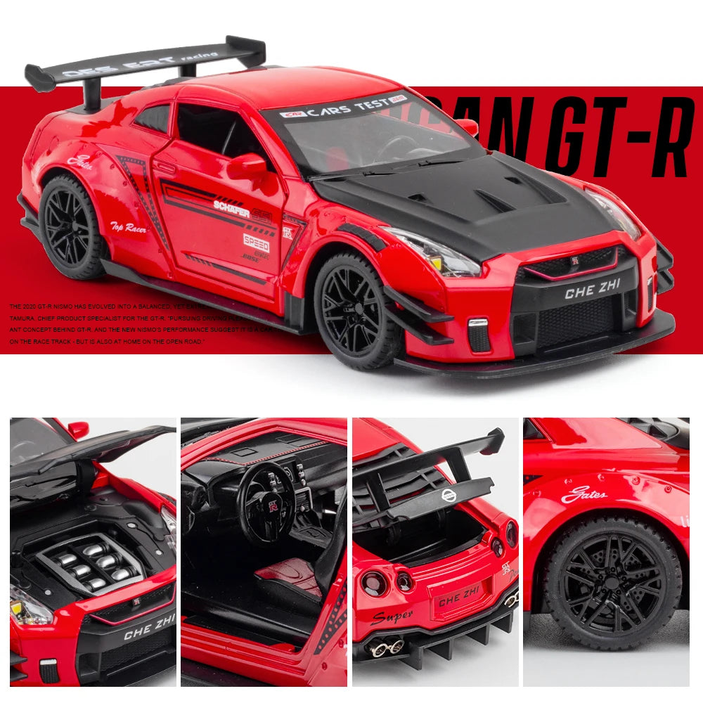 Large Size 1:24 Simulated Nissan GTR-r35 Car Model Sports Car Model Simulation Alloy Car Model Toy Collection Gift