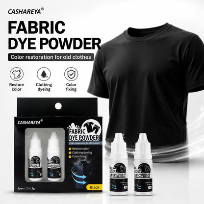 CASHAREYA Black Clothes Dye Powder 2x15g Fabric Dye for Faded Garments for Cotton Fade-Resistant Black Dye for Clothes Tie-Dye