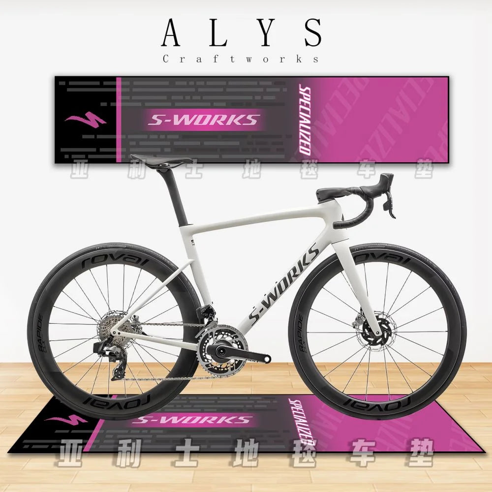 VIKAMA Bicycle Floor Mat Indoor Parking Pad Non-Slip Machine Washable Floor Protection Rug Bike Display Mat Garage Home Decor