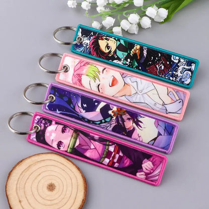 Cool Man Embroidery Key Fobs Keychains for Women Anime Key Tags Keyring Accessories Toys Gift