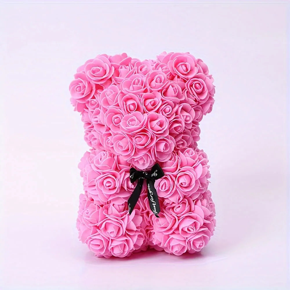 1pc Rose Bear Artificial Foam Flowers Bear Made Of Roses For Valentines Day, Mothers Day, Anniversary, Birthday Gifts