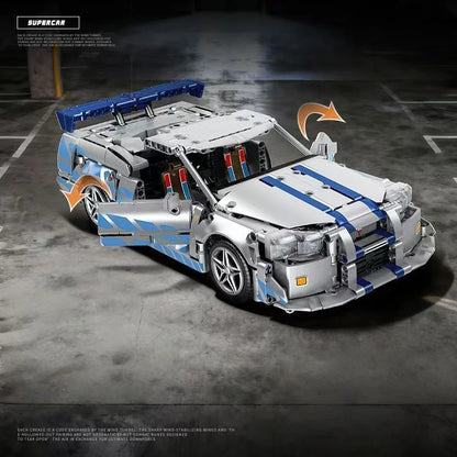 New technology racing car building blocks, creative MOC supercar building blocks, DIY model kit gifts for adult