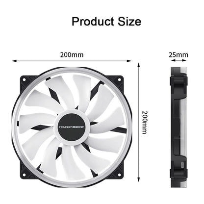 TEUCER FD200 200mm ARGB Computer Case Fan 5V 3PIN LED Cooling Fans Desktop PC Case Accessories