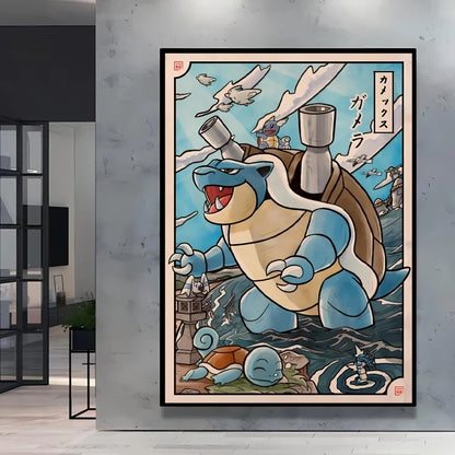 1pc frameless Canvas Paintings Retro Canvas Poster Prints Pokemon Gengar Blastoise Cartoon Character Picture Wall Art Home  Chil
