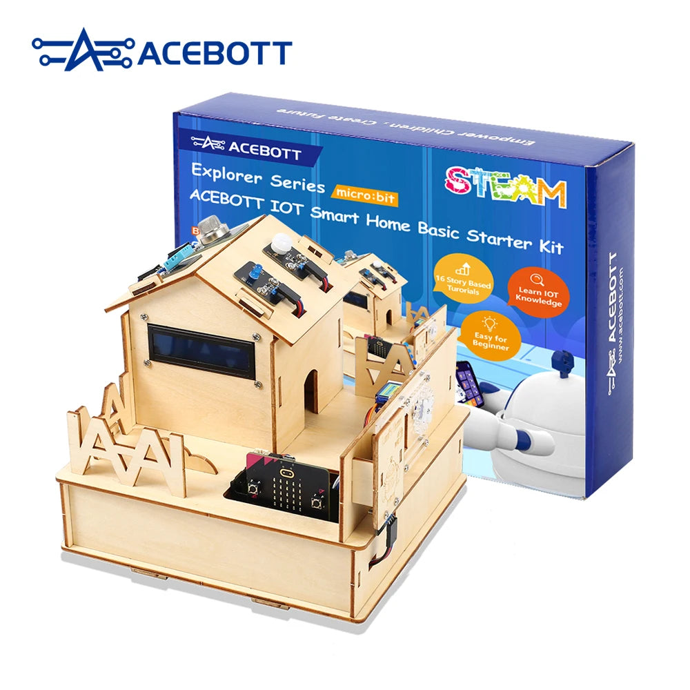 ACEBOTT Learning Kit Microbit Smart Home Automation Projects STEM Education Wooden House MakeCode