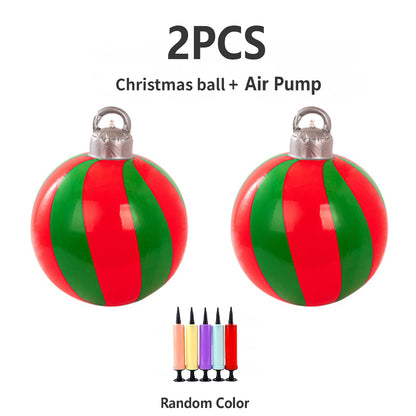 2Pcs 40cm PVC inflatable Christmas decoration ball ornament. Christmas outdoor holiday yard lawn porch decoration