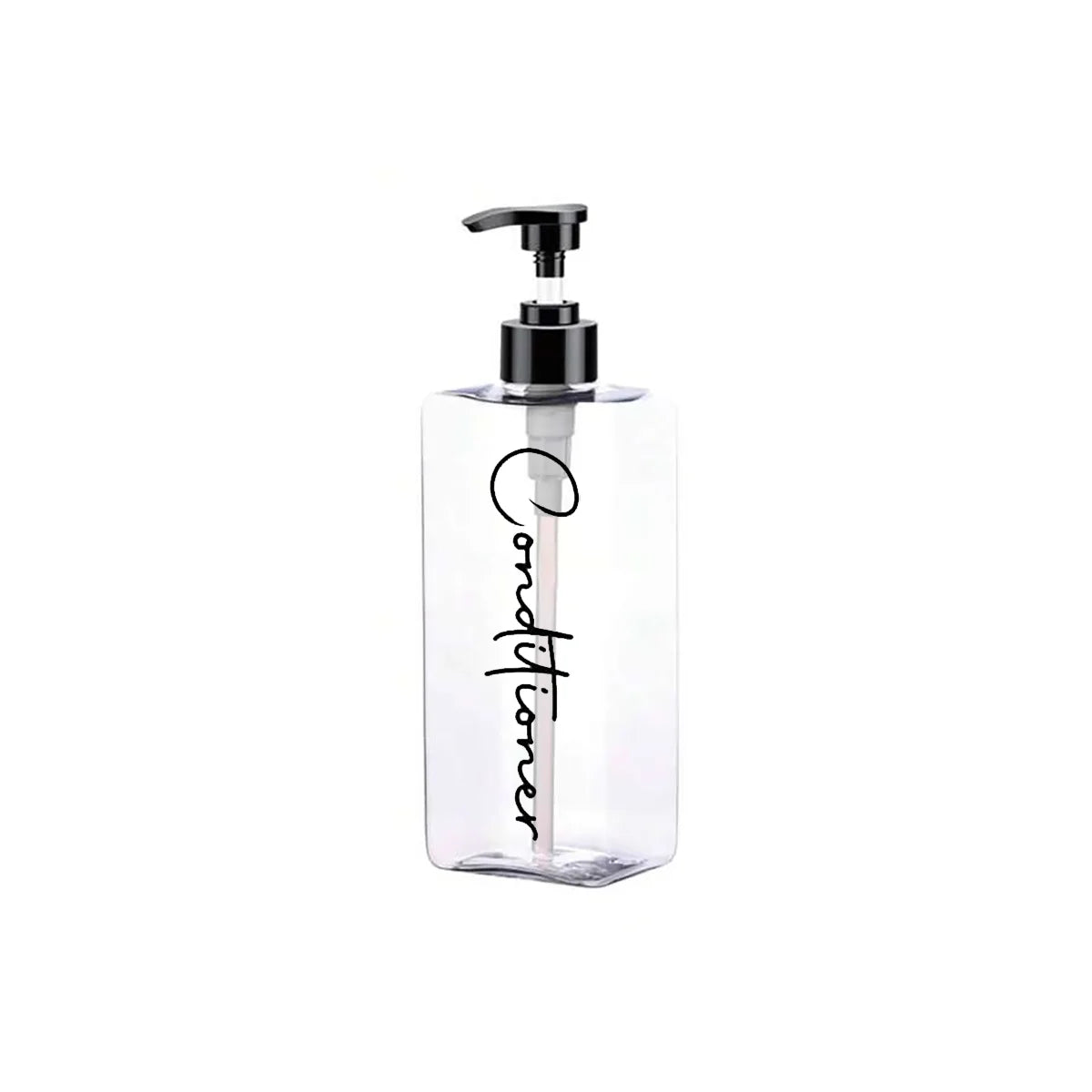 3 Transparent Square Refillable Shampoo and Conditioner Dispensers, 400ml Each, with 3 Waterproof Labels