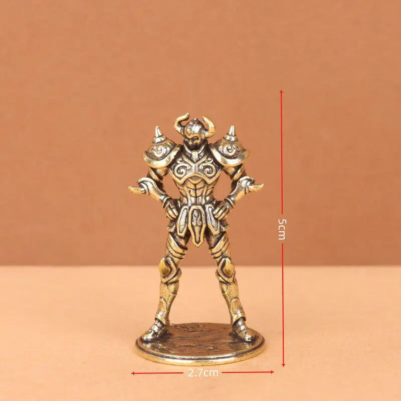 Gold Saint brass Mini Figures twelve zodiac Saint Seiya ornament cartoon model desktop decoration copper gift