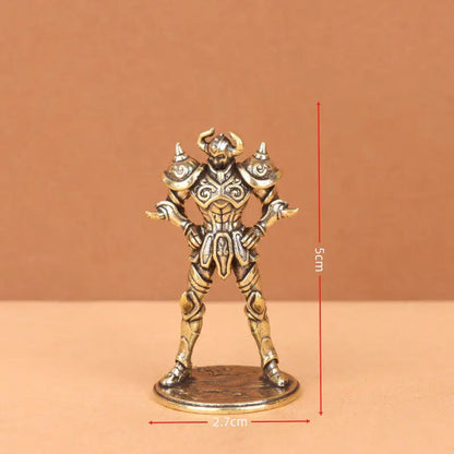Gold Saint brass Mini Figures twelve zodiac Saint Seiya ornament cartoon model desktop decoration copper gift