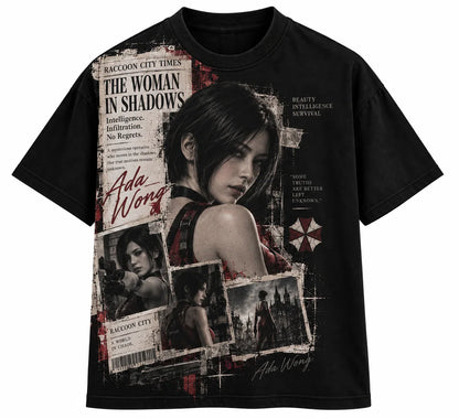 Ada Wong Graphic T‑Shirt, Resident Evil Y2K Streetwear Tee, Vintage Game Character Print Casual Loose Unisex Short Sleeve Top