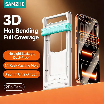 SAMZHE 3D Hot-bending Tempered Glass For iPhone 17 ProMax 16Pro HD Full Coverage Screen Protector Film For 0.23mm Ultra-thin