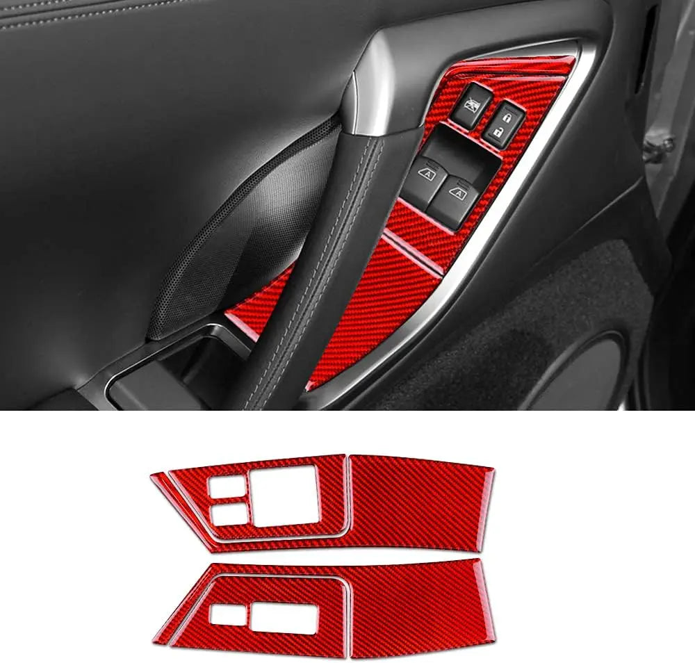 Carbon Fiber Trim  For Nissan GTR R35 2008-2016 Door Window Lifter Button Switch Control Panel Cover StickerCar Interior Styling