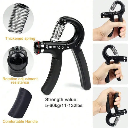 Adjustable Counting Hand Gripper 5-Piece Set: Forearm Trainer, Finger Stretch Rope, Grip Ring & Stress Ball for Strength Trainin