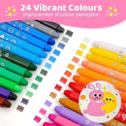 12/24 Colors Twist Crayons for Toddlers Non Toxic Washable Wax Crayons for Kids Art Supplies Drawing Coloring Crayon Set