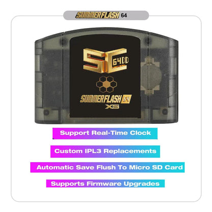 SC64 SummerflashX5 gold cart 64 Open Source N64DD Flash TF Cart SC64 GBC SNES 64DD 5000-in1 Retro Video Game Console Accesories