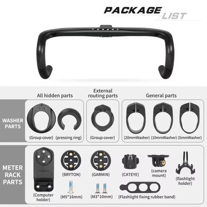 TOSEEK TR5500 T800 Carbon Bicycle Handlebar Road Bike Integrated Handlebar Di2 With Computer Holder Internal Cable Routing