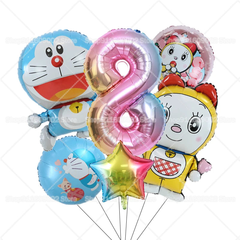 Doraemons Number 1-10 Balloons Girls Boys Birthday Decorations Baby Shower Gender Reveal Balloon Party Supplies Kids Toys Gift