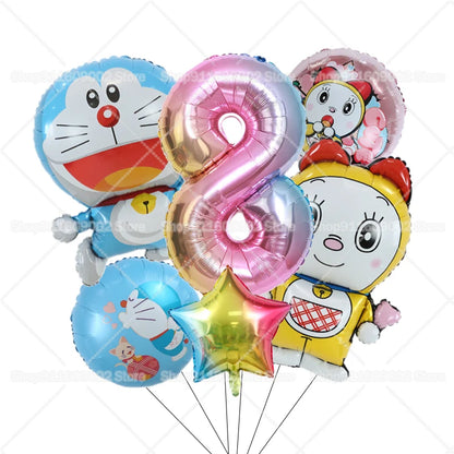 Doraemons Number 1-10 Balloons Girls Boys Birthday Decorations Baby Shower Gender Reveal Balloon Party Supplies Kids Toys Gift