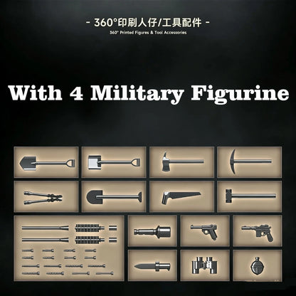 875 PCS MOC 1:25 Sd.Kfz.234/1 Heavy Armored Reconnaissance Vehicle Building Blocks Set, DIY Desktop Army Display Collectible
